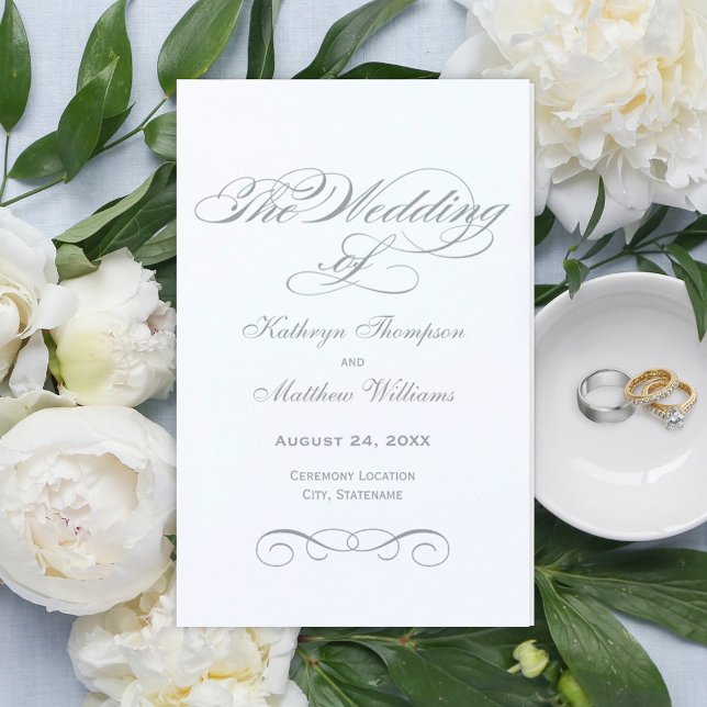 Elegant Pewter Grey Calligraphy Wedding Programs (Creator Uploaded)