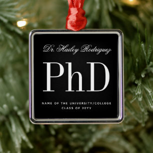 Elegant PhD Doctor of Philosophy Graduation Metal Ornament