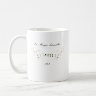 Elegant PhD Green Gold Graduation Coffee Mug