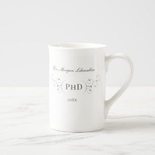 Elegant PhD Grey Gold Graduation Bone China Mug