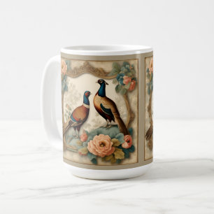 Elegant Pheasants and Rose Collage Coffee Mug