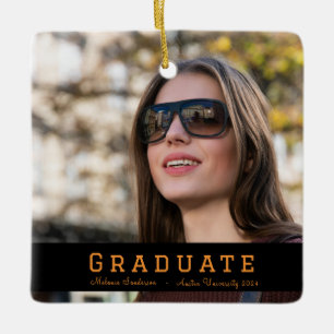 Elegant Photo 2024 Graduation Party Ceramic Ornament