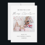 Elegant Photo 2026 Calendar Merry Christmas card<br><div class="desc">Elegant Photo 2026 Calendar Merry Christmas. Add your favourite photo and personalise with your greeting and names at the bottom. Merry Christmas is in a stylish set handwritten style script. With a convenient 2026 calendar on the back for your recipients and Happy New Year greeting.</div>