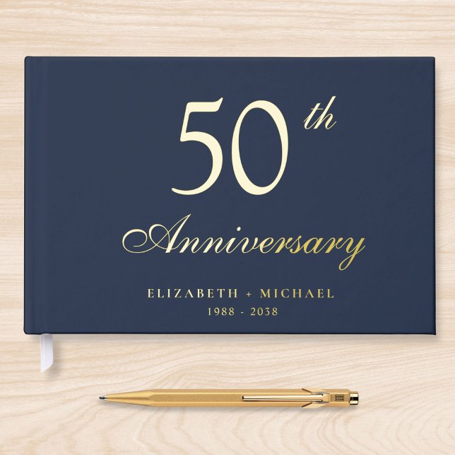 Elegant Photo 50th Wedding Anniversary Guest Book (Creator Uploaded)