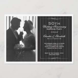 Elegant Photo 50th Wedding Anniversary Party Invitation