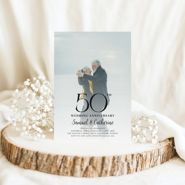 Elegant Photo 50th Wedding Anniversary Party Invitation (Creator Uploaded)