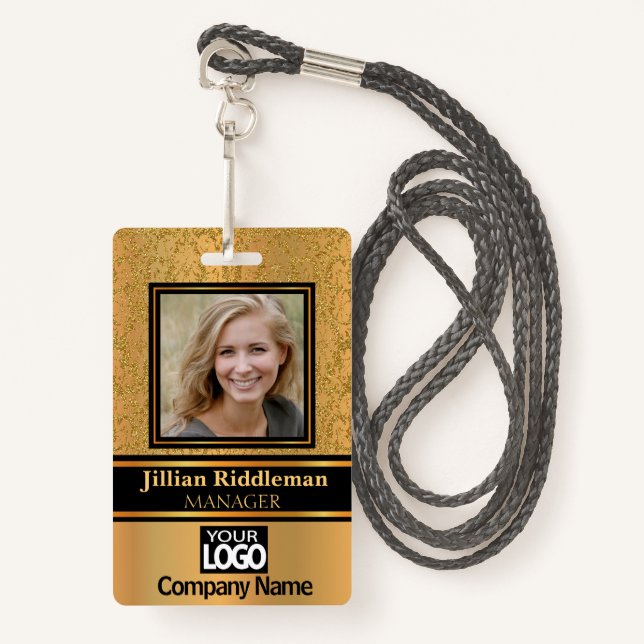 Elegant Photo and Logo Badge ID Badge (Front with Lanyard)