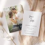 Elegant Photo and Text | Wedding Save The Date<br><div class="desc">An elegant save the date photo wedding announcement..  This save the date card features an elegant script font with a photo.  All text on the front and back of the card can be customised with any wording of your choice.</div>