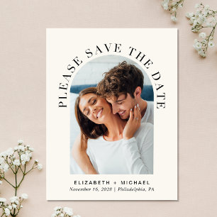 Elegant Photo Arch Cream Save The Date Announcement Postcard