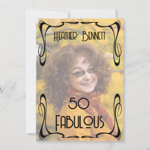 Elegant Photo Art Deco 50th Fab Birthday Invitation