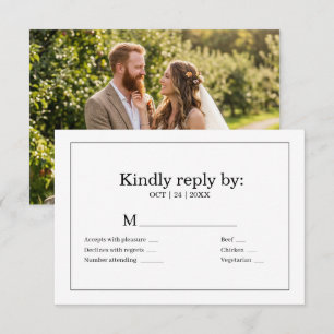 Elegant Photo Back Modern Minimalist Wedding RSVP Card