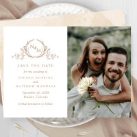 Elegant Photo Beige Cream Monogram Wedding