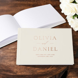 Elegant Photo Beige Neutral Modern Minimalist Guest Book