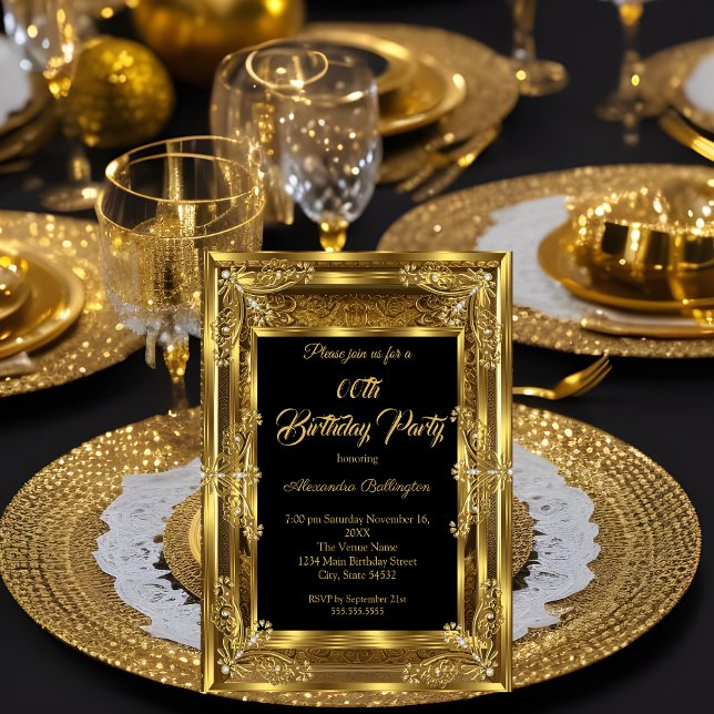 Elegant Photo Birthday Party Royal Gold Gems Invitation (Creator Uploaded)
