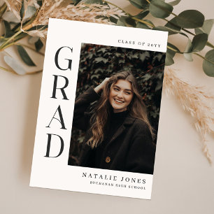 Elegant Photo Black and White Graduation Thank You Card