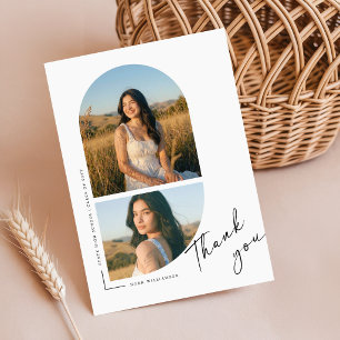 Elegant Photo Black and White Graduation Thank You Postcard
