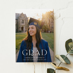 Elegant Photo Black Bow Graduation Announcement Postcard