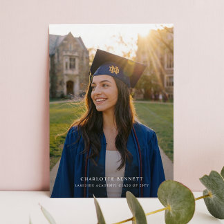 Elegant Photo Black Bow Graduation Thank You Postcard