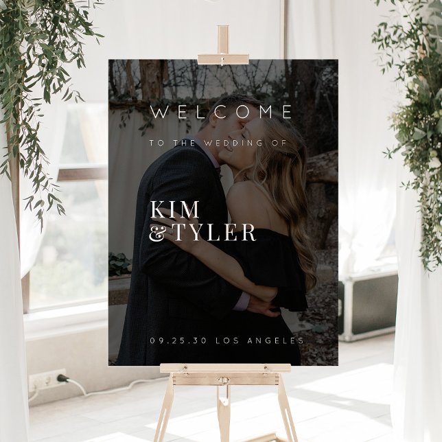 Elegant photo black wedding welcome sign (Creator Uploaded)