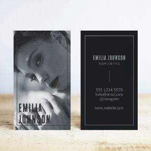 Elegant Photo Black & White l Professional Script Business Card