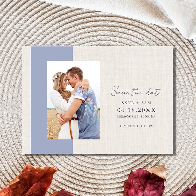 Elegant Photo Blue Beach Wedding Save The Date (Creator Uploaded)