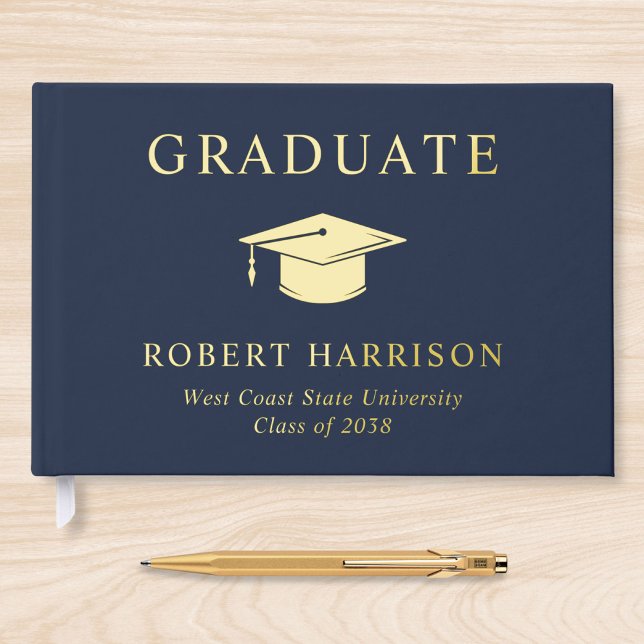 Elegant Photo Blue Graduation Party Guest Book (Creator Uploaded)