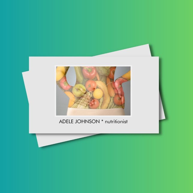 Elegant Photo Body Nutritionist Dietician Business Card (Creator Uploaded)