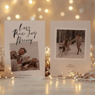 elegant photo booth religious LOVE PEACE JOY Holiday Card
