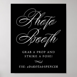 Elegant Photo Booth Strike a Pose   White Script Poster