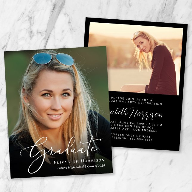 Elegant Photo Budget Graduation Party Invitation (Creator Uploaded)