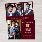 Elegant Photo Burgundy Gold College Graduation