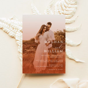 Elegant Photo Burnt Orange Wedding Invitation
