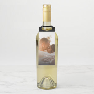 Elegant Photo Calligraphy Wedding Bottle Tag