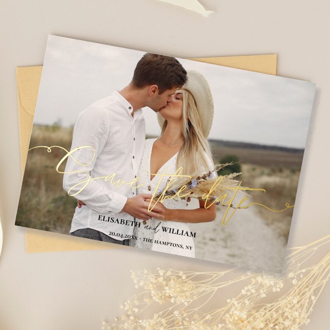 Elegant Photo Calligraphy Wedding Save the Date  (Creator Uploaded)