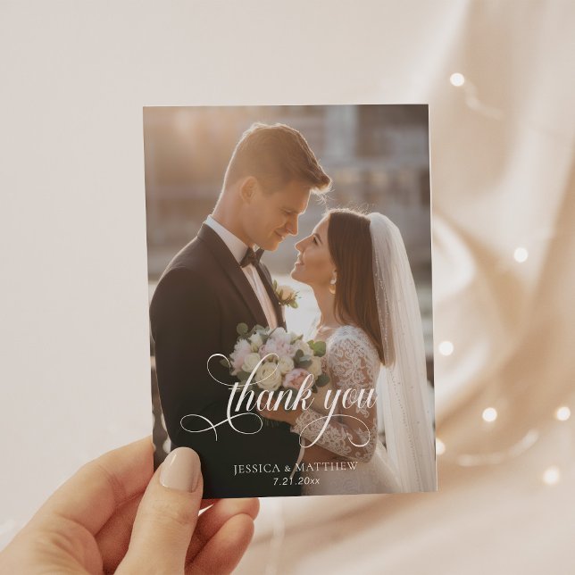 Elegant Photo Calligraphy Wedding Thank You (Creator Uploaded)