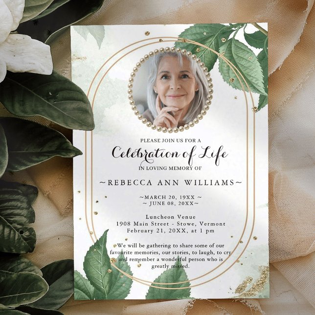 Elegant Photo Celebration of Life Invitation (Creator Uploaded)