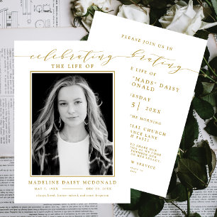 ELEGANT PHOTO CELEBRATION OF LIFE MEMORIAL FUNERAL INVITATION
