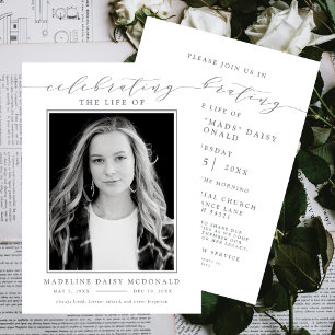 ELEGANT PHOTO CELEBRATION OF LIFE MEMORIAL FUNERAL INVITATION