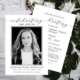 ELEGANT PHOTO CELEBRATION OF LIFE MEMORIAL FUNERAL INVITATION