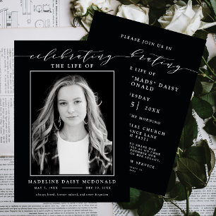 ELEGANT PHOTO CELEBRATION OF LIFE MEMORIAL FUNERAL INVITATION