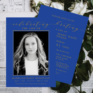 ELEGANT PHOTO CELEBRATION OF LIFE MEMORIAL FUNERAL INVITATION