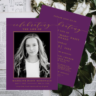 ELEGANT PHOTO CELEBRATION OF LIFE MEMORIAL FUNERAL INVITATION