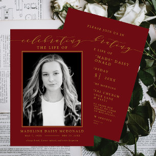 ELEGANT PHOTO CELEBRATION OF LIFE MEMORIAL FUNERAL INVITATION