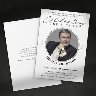 Elegant Photo Celebration of Life Memorial Invitat Invitation
