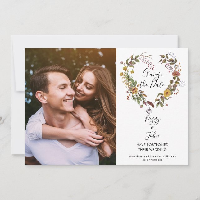 Elegant Photo Change the Date Postponed Cancelled Invitation (Front)