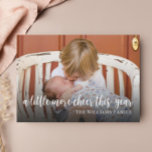 Elegant Photo Christmas Birth Announcement Card<br><div class="desc">Share the news that you added a little more cheer this year with this elegant photo Christmas card.  Personalise with 1 photo on the front and 3 photos on the back along with all your baby's birth stat information.  Visit my Christmas card collection to view all holiday card options.</div>