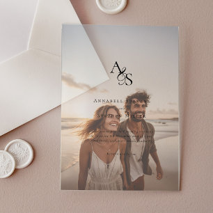 Elegant, Photo, Classic, Monogram, Wedding Acrylic Invitations