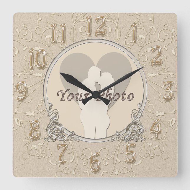 Elegant PHOTO Clock Wedding and Anniversary Gifts (Front)