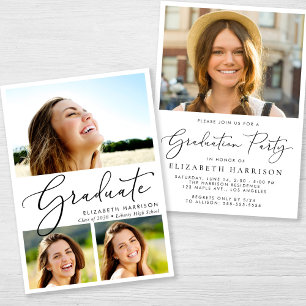 Elegant Photo Collage Graduation Party Invitation