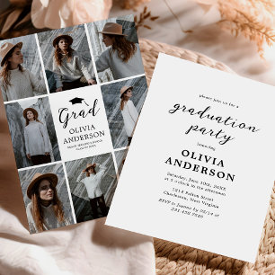 Elegant Photo Collage Graduation Party Invitation